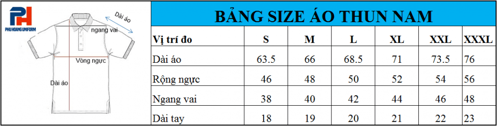 Bảng Size Đồng Phục Phú Hoàng – Hướng Dẫn Chọn Size Chuẩn Từ A–Z