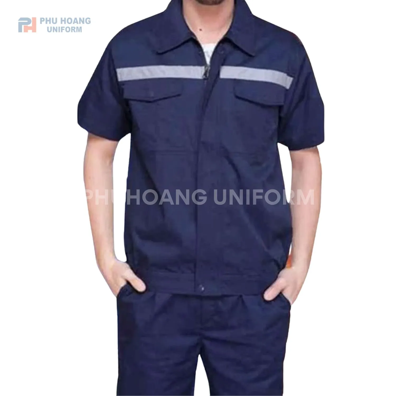 ĐỒNG PHỤC CÔNG NHÂN 023 Đồng phục công nhân tay ngắn dây kéo