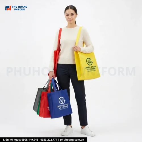 Túi Vải Không Dệt 2 Kiểu Quai Đa Màu