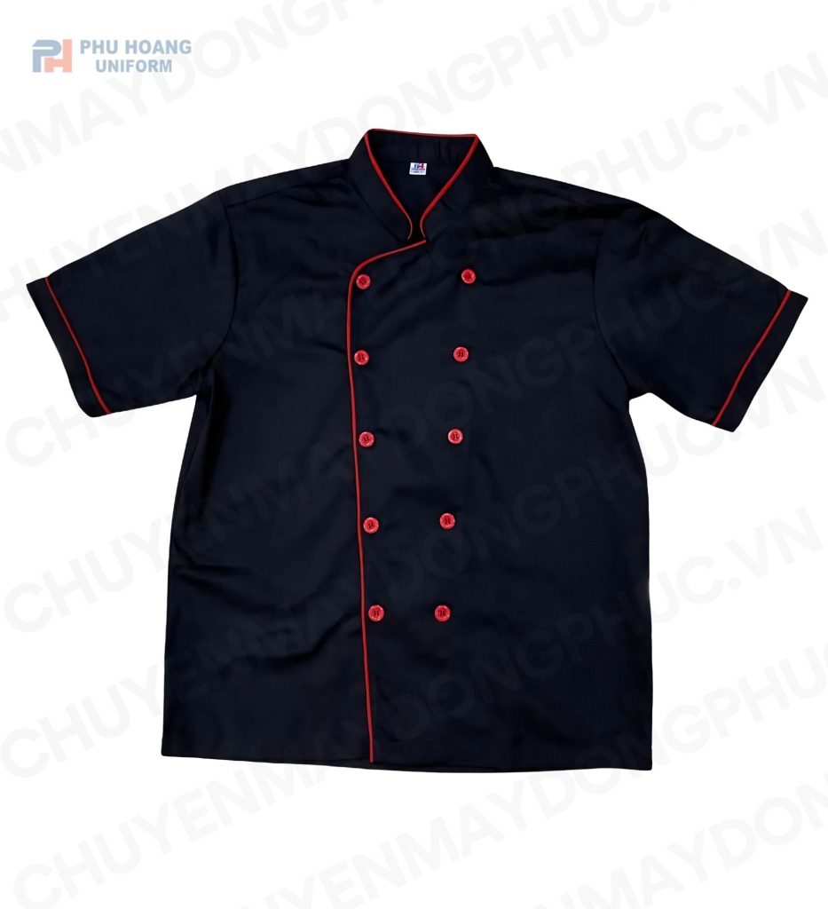 Phú Hoàng áo bếp đen viền đỏ may sẵn