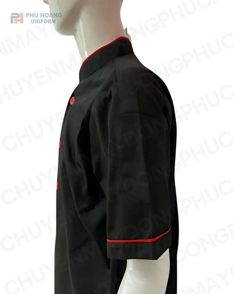 Phú Hoàng áo bếp đen viền đỏ may sẵn