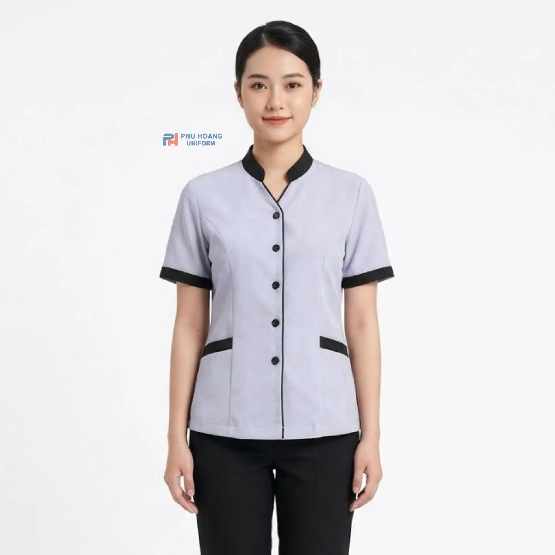 ao-tap-vu-vien-nau-may-san-002-200 Áo tạp vụ màu xám viền nâu may sẵn 002-200