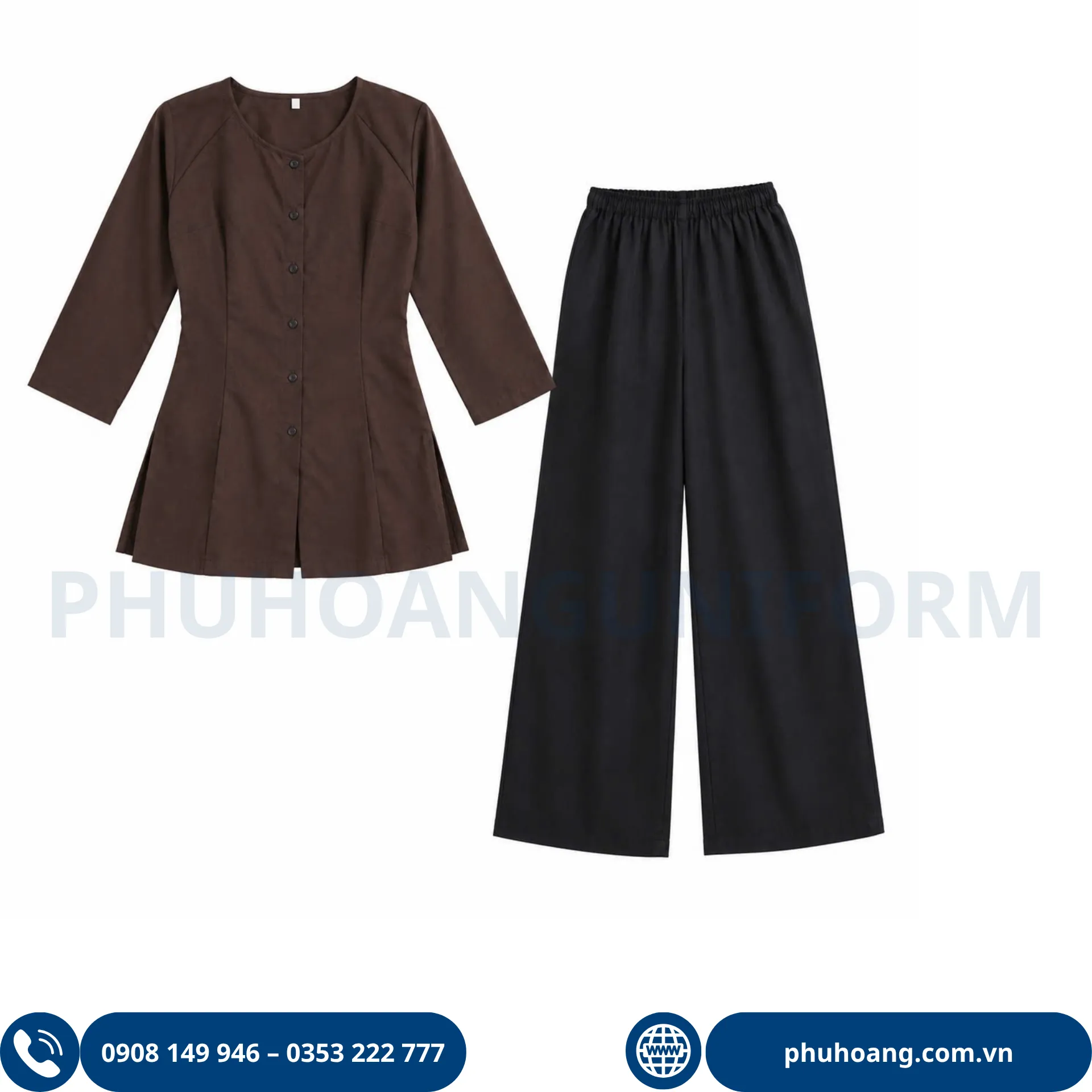 ao-ba-ba-may-san-004b (2) Đặt mua bộ bà ba màu nâu quần đen vải kate cao cấp tại Phú Hoàng Uniform. Thiết kế truyền thống, thấm hút mồ hôi, đường may sắc sảo. Hotline: 0353.222.777.