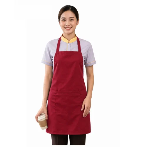 Tạp dề yếm kaki màu đỏ đô