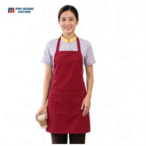 Tạp dề yếm kaki màu đỏ đô