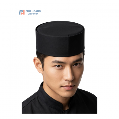Nón Bếp Nhật Chóp Vải Gấp Đen