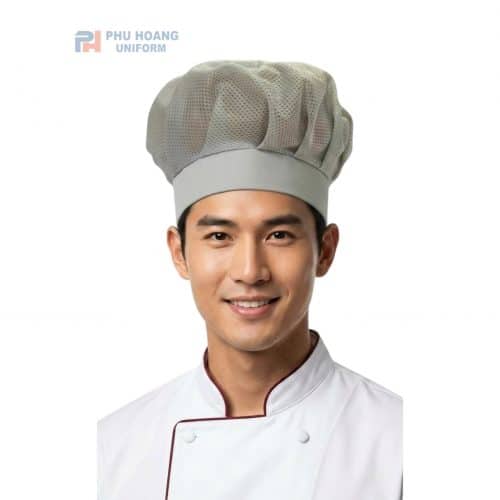Nón đầu bếp lưới màu xám