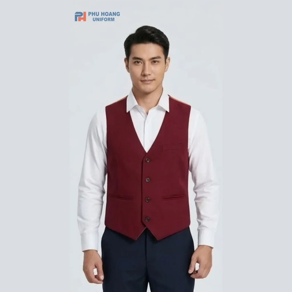 áo gile đỏ đô cao cấp