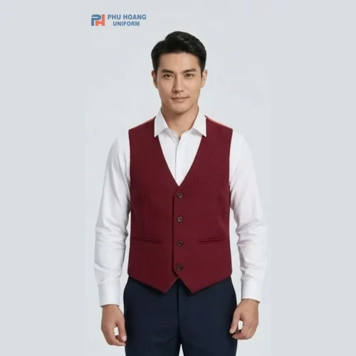 áo gile đỏ đô cao cấp