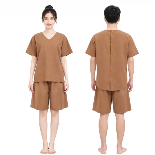 Bộ Spa Nút Lưng Cổ Tim Màu Be 004-155