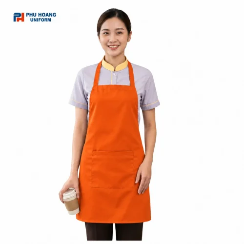 Tạp dề yếm kaki màu cam