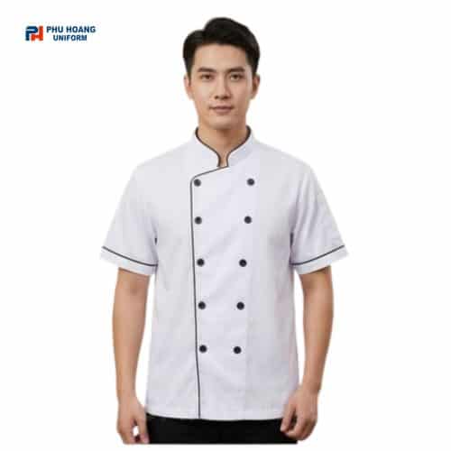 áo bếp trắng may sẵn
