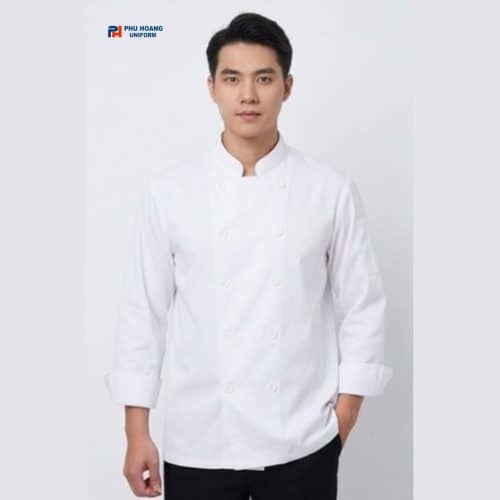 Áo bếp trắng tay dài