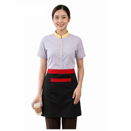 Tạp dề đen phối đỏ
