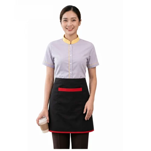 Tạp dề cột ngang đen phối viền đỏ