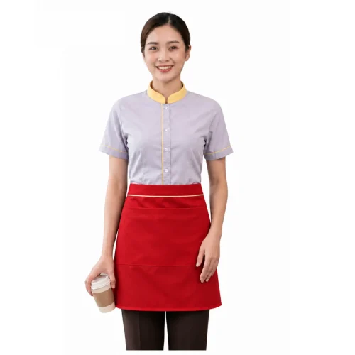 Tạp dề cột ngang 40cm đỏ tươi phối viền kem