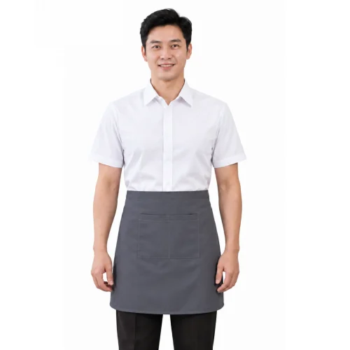 Tạp dề ngắn cột ngang màu xám ghi
