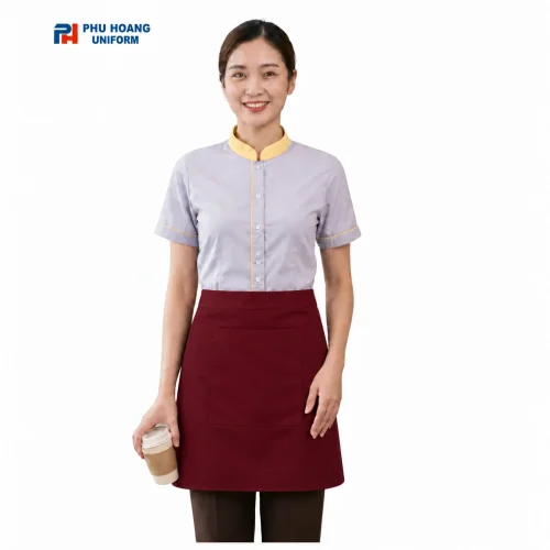 Tạp dề cột ngang đỏ đô