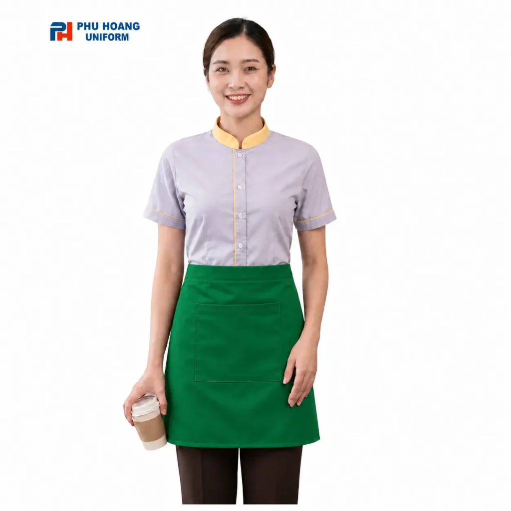 Tạp dề cột ngang màu xanh lá