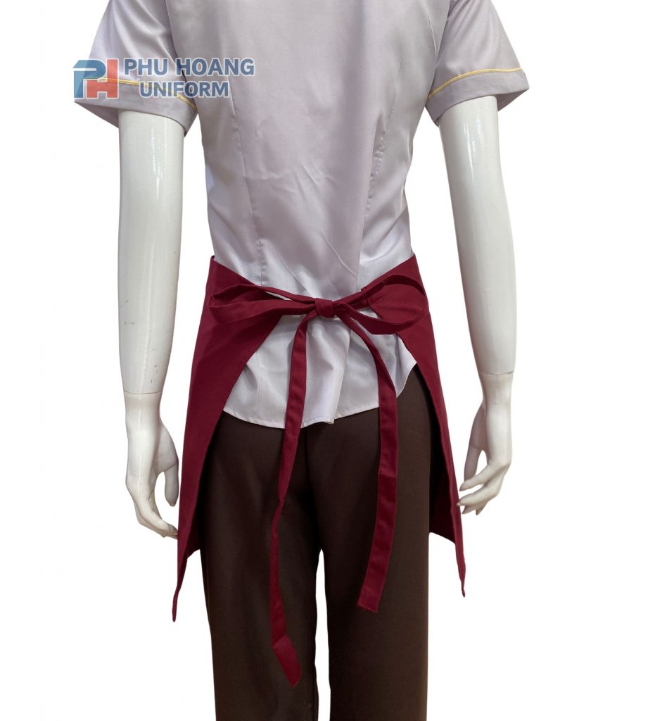 Tạp dề cột ngang đỏ đô