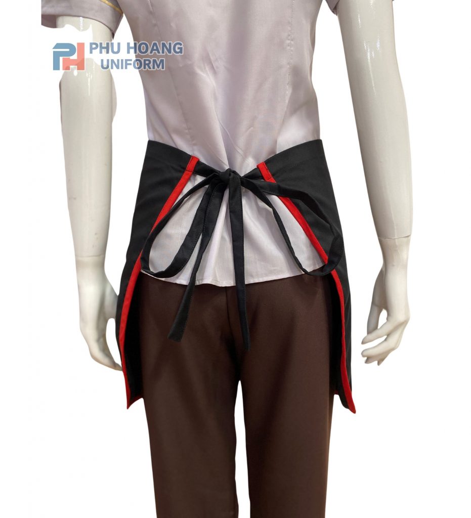 Tạp dề cột ngang đen phối viền đỏ Tạp dề cột ngang đen phối viền đỏ