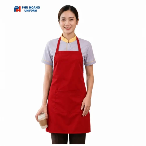 Tạp dề yếm màu đỏ tươi