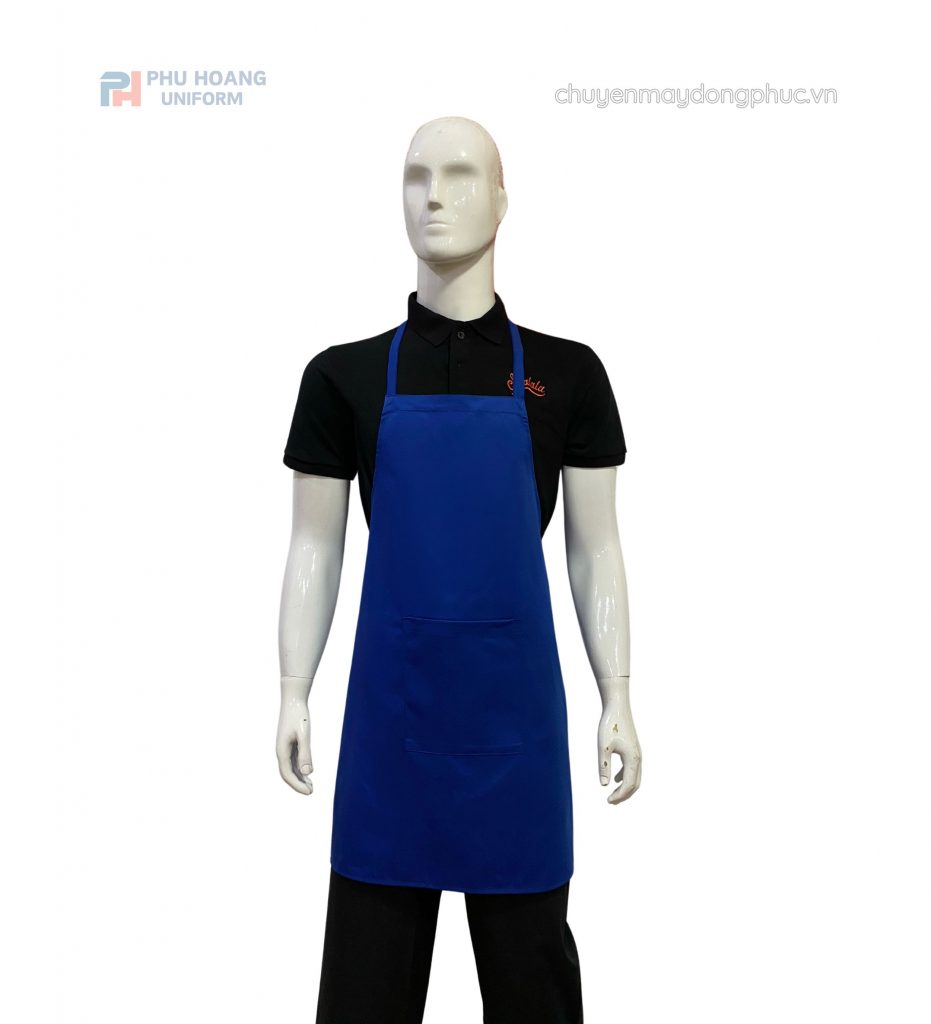 Tạp dề yếm màu xanh dương may sẵn
