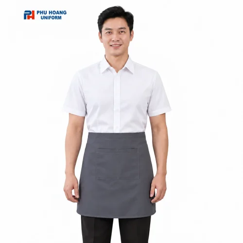 Tạp dề ngắn cột ngang màu xám ghi