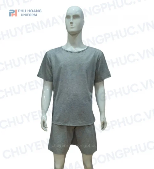 Bộ Quần Áo Spa Nút Sau Lưng Màu Xám 001-155