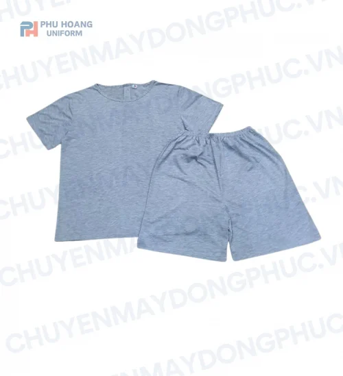 Bộ Quần Áo Spa Nút Sau Lưng Màu Xám 001-155