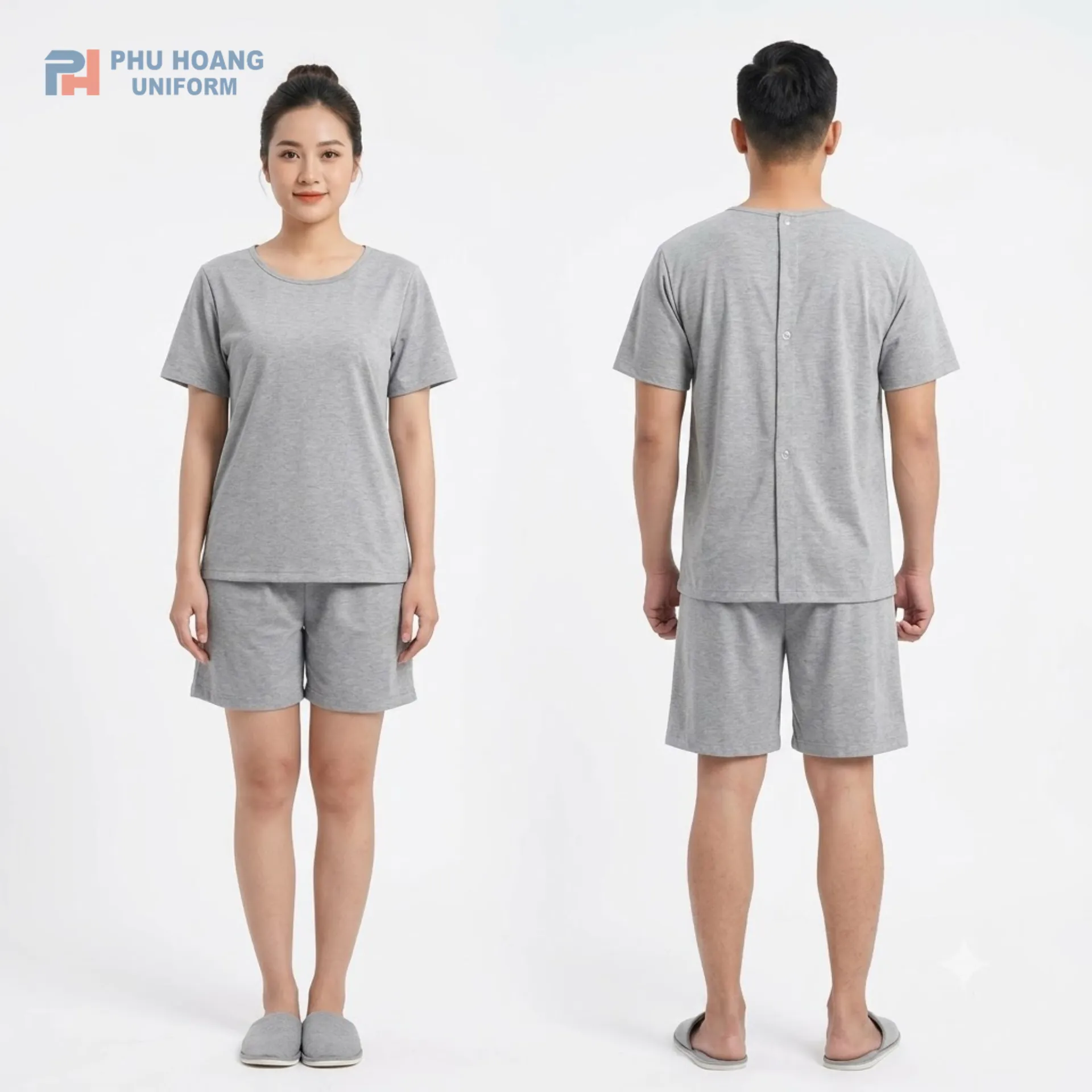bo-spa-cho-khach-hang-mau-xam-nut-sau-001-155 Bộ quần áo spa nút sau lưng màu xám