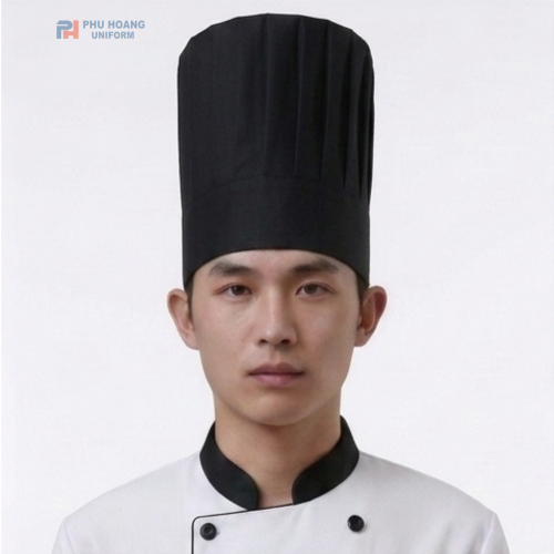 Nón bếp trưởng màu đen may sẵn 130-001