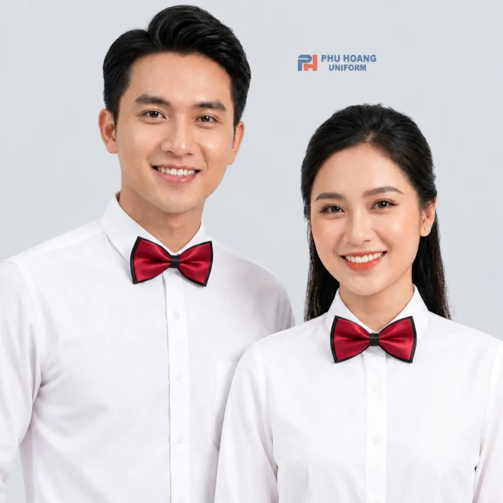 NƠ PHỤC VỤ ĐỎ ĐÔ PHỐI ĐEN MAY SẴN NƠ PHỤC VỤ ĐỎ ĐÔ PHỐI ĐEN MAY SẴN