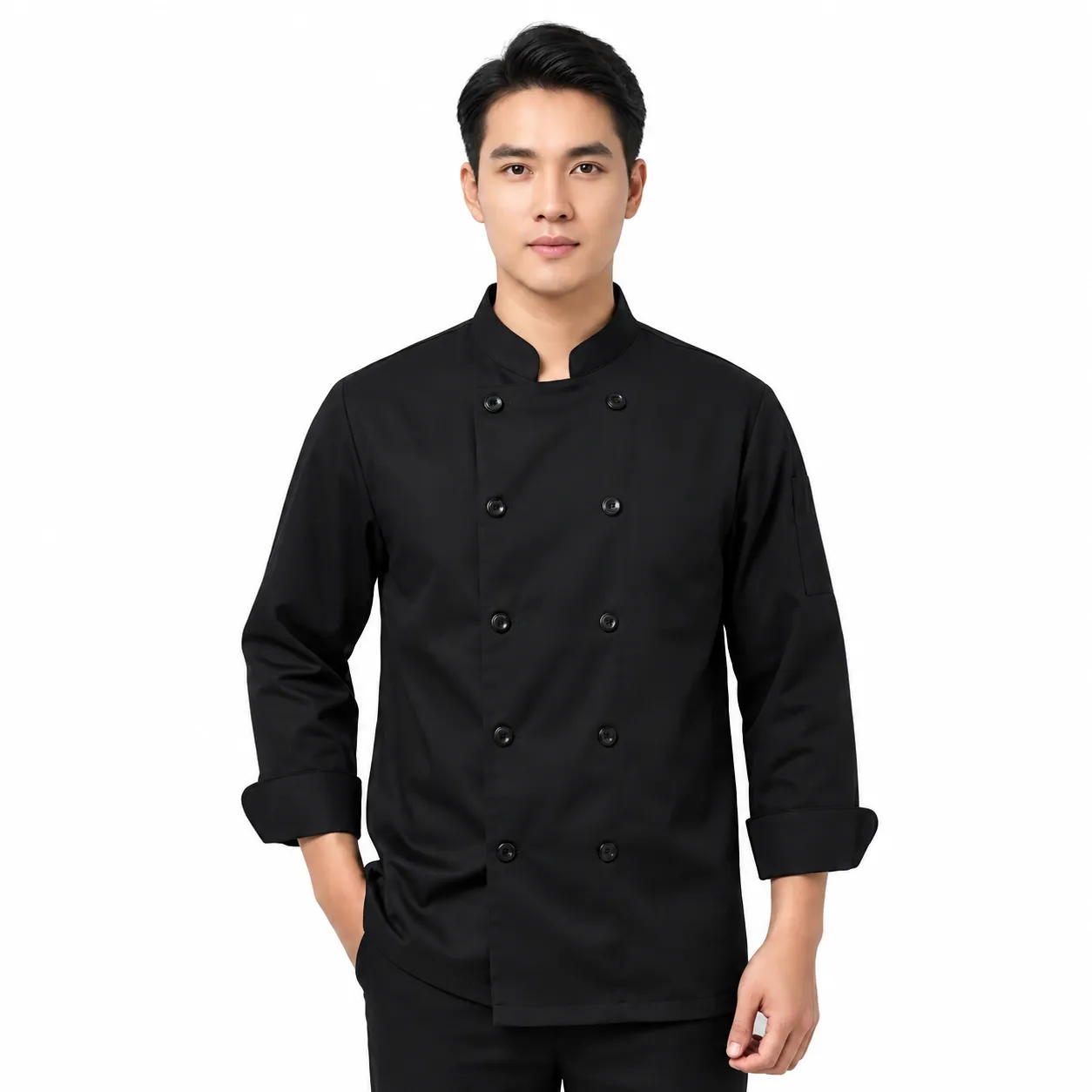ao-bep-mau-den-tay-dai-may-san-250-006 ÁO BẾP ĐEN TAY DÀI