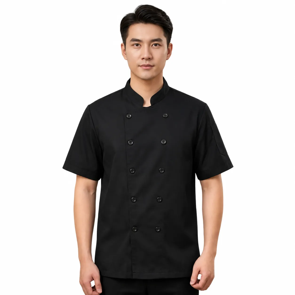 ao-bep-tay-ngan-mau-den-may-san-180-005 áo đầu bếp đen