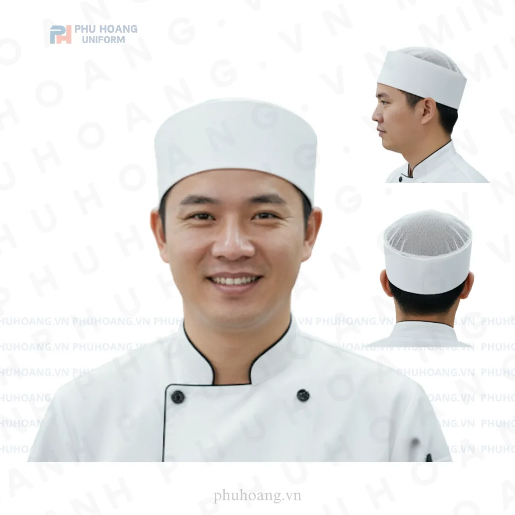 Nón Bếp Nhật Gấp Chóp Lưới Trắng Nón bếp nhật