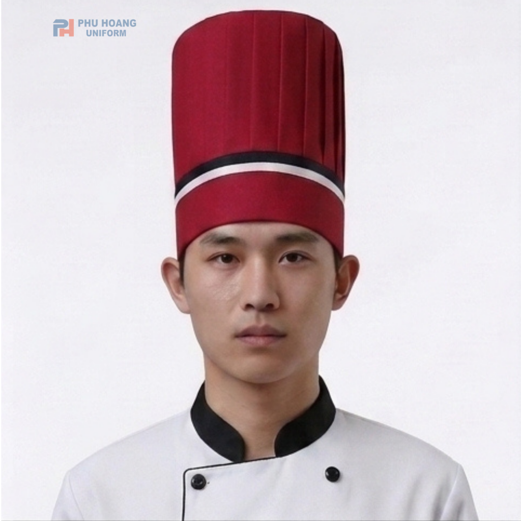 Nón Bếp Trưởng Màu Đỏ Đô Nón Bếp Trưởng Màu Đỏ Đô