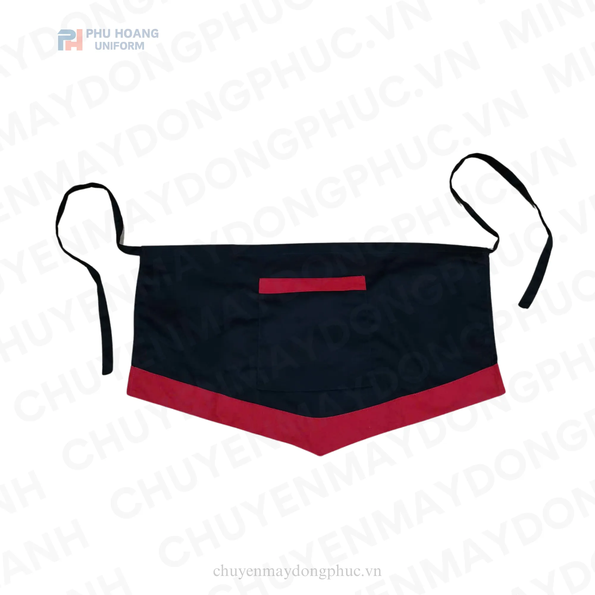 TẠP DỀ CỘT NGANG ĐEN VIỀN ĐỎ LINE V Tạp dề cột ngang