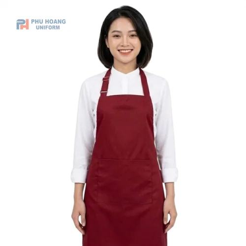 Tạp Dề Yếm Đỏ Đô Tăng Đưa với thiết kế 1 túi tiện lợi phù hợp cho nhà hàng, quá cà phê