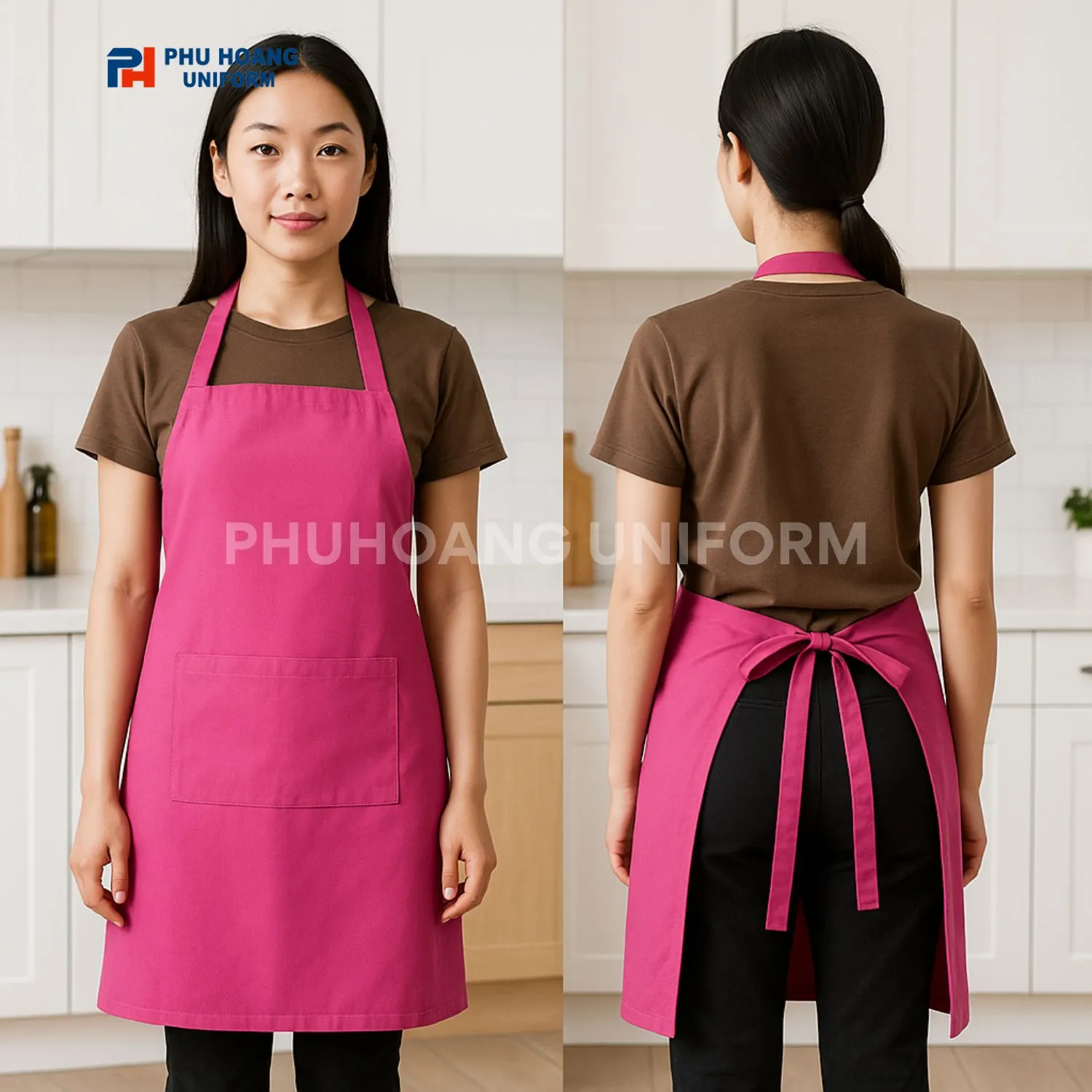 TẠP DỀ YẾM MAY SẴN MÀU HỒNG Tạp dề may sẵn