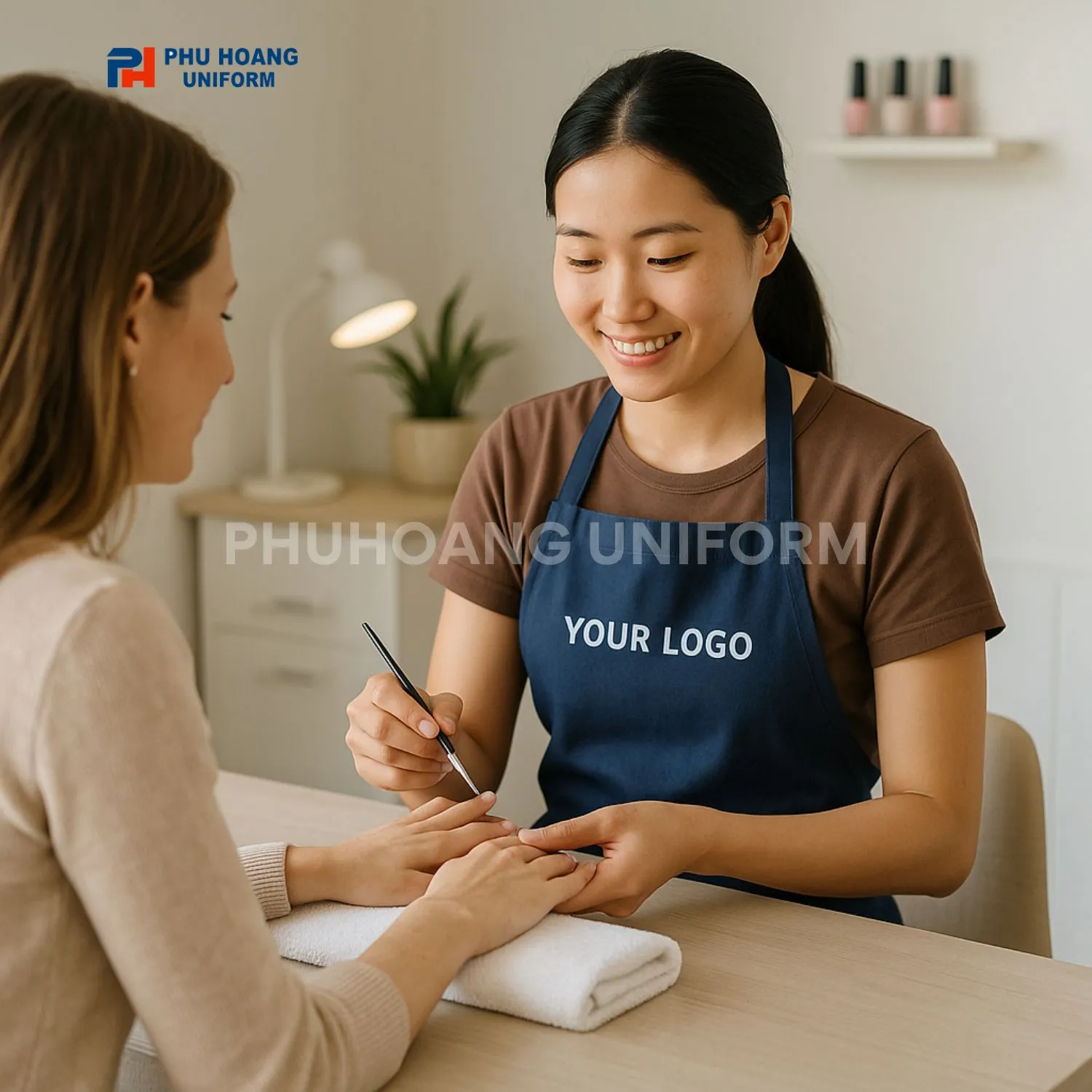 TẠP DỀ YẾM MAY SẴN MÀU XANH DƯƠNG Tạp dề may sẵn