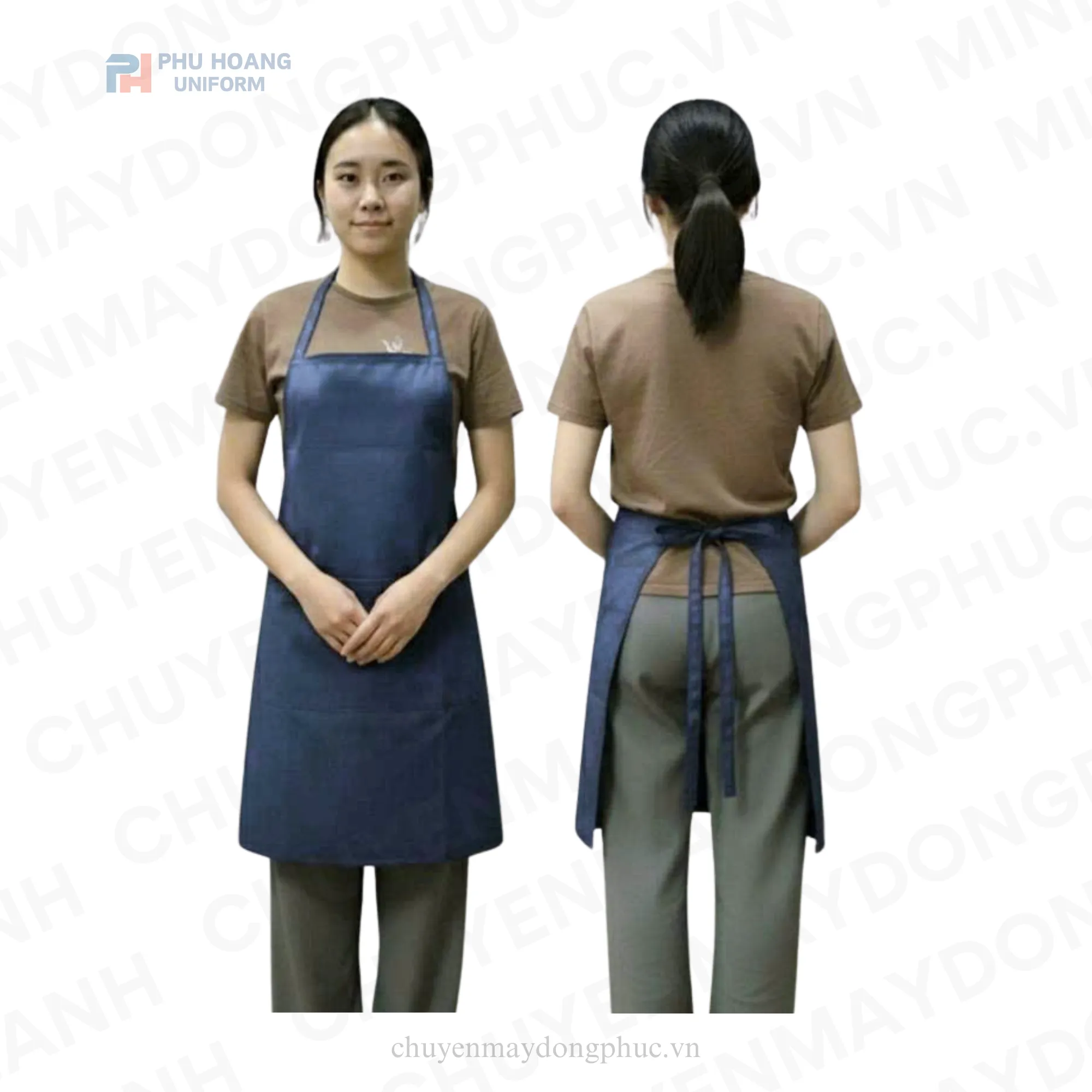 TẠP DỀ YẾM MAY SẴN MÀU XANH DƯƠNG Tạp dề may sẵn