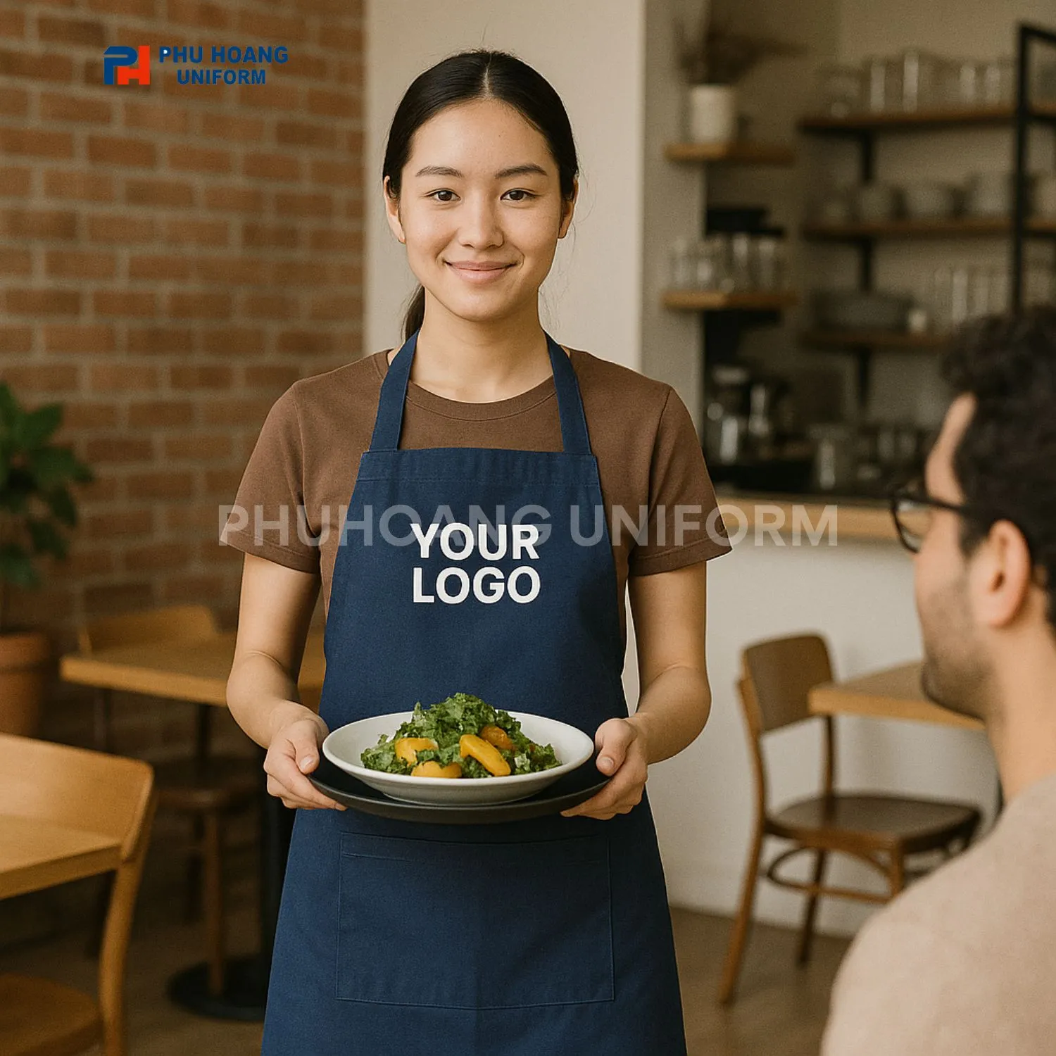 TẠP DỀ YẾM MAY SẴN MÀU XANH DƯƠNG Tạp dề may sẵn