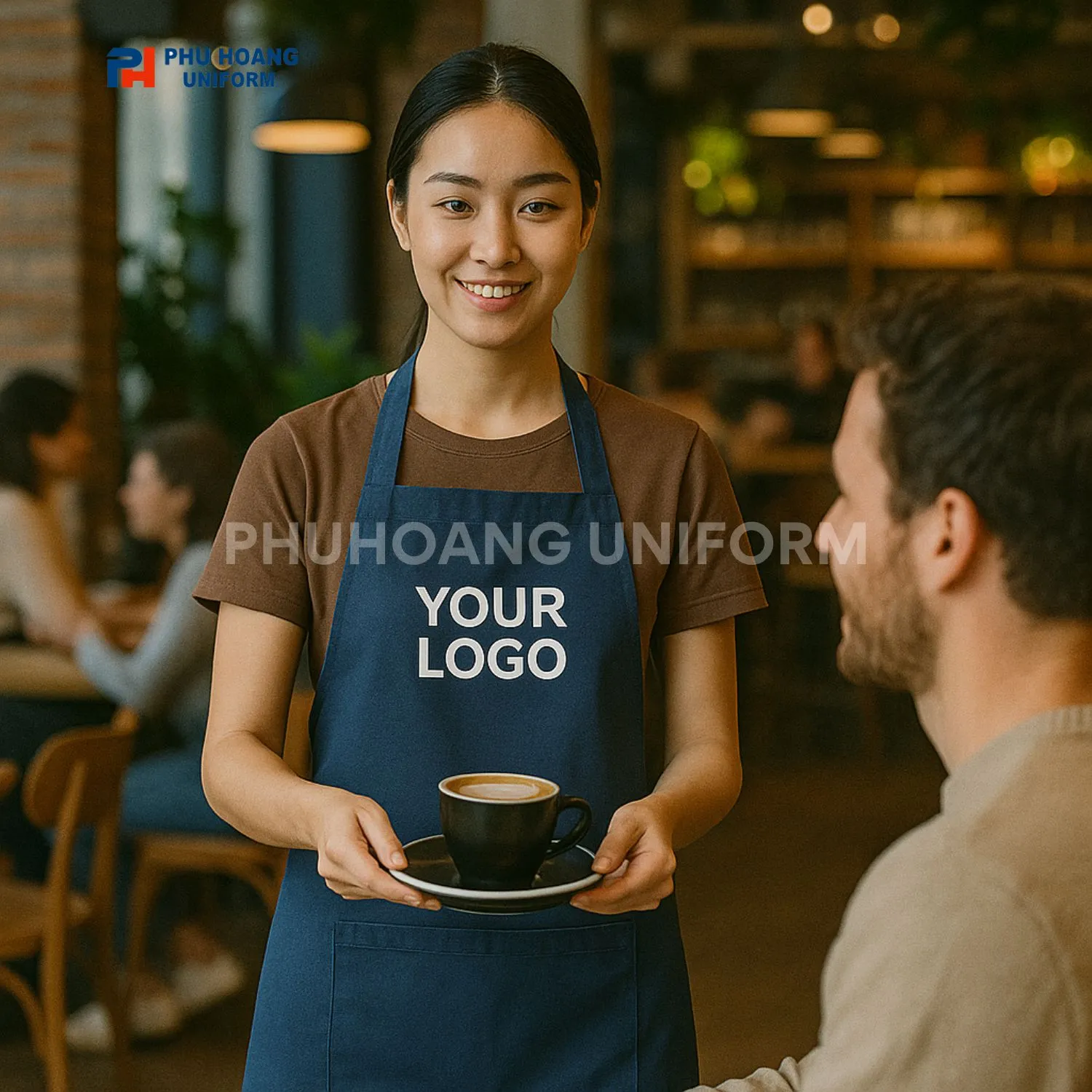 TẠP DỀ YẾM MAY SẴN MÀU XANH DƯƠNG Tạp dề may sẵn