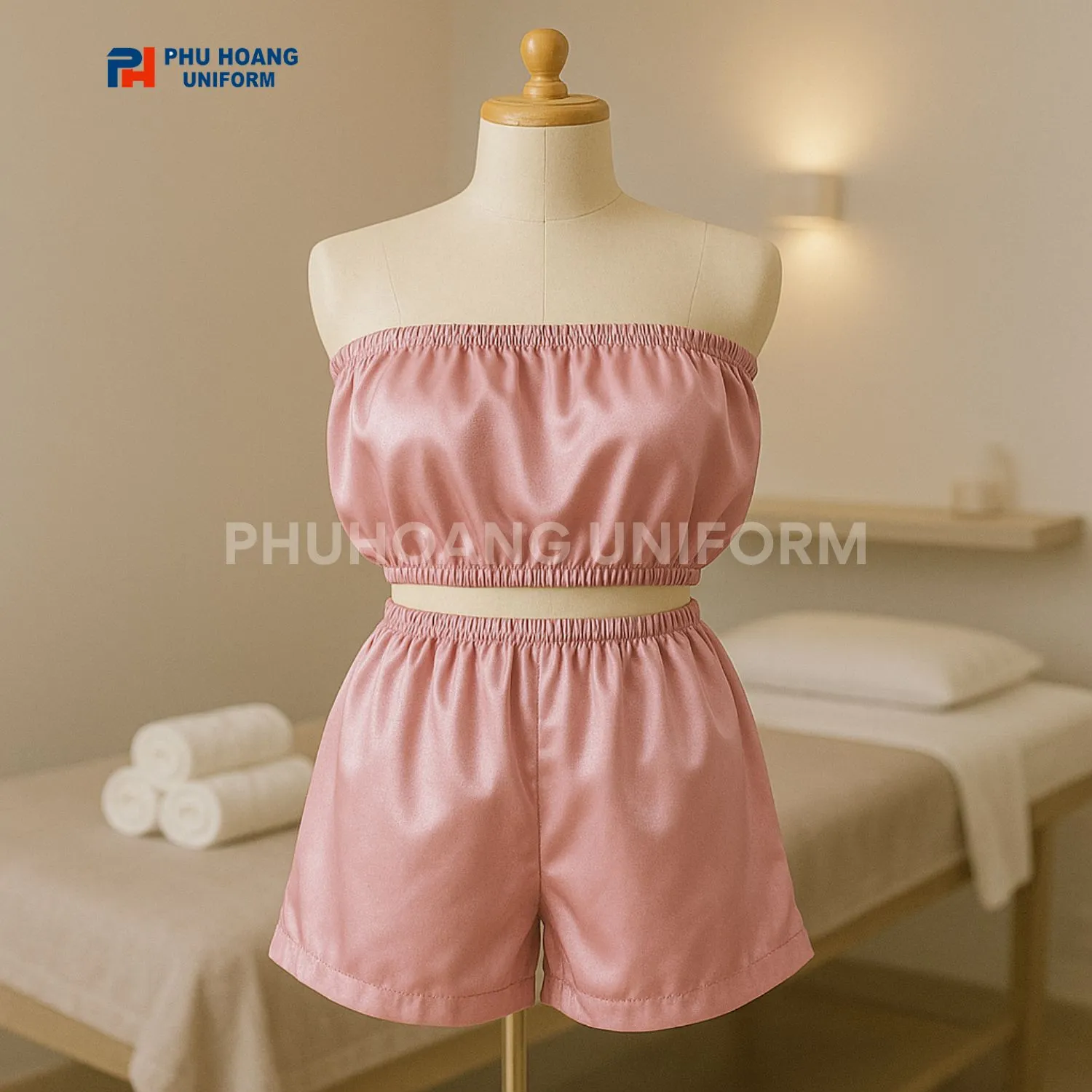 BỘ ĐỒ QUÂY SPA CHO KHÁCH NÚT BÓP SAU Bộ đồ spa cho khách