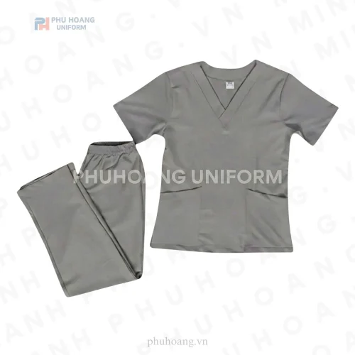 Bộ đồ cổ tim màu xám