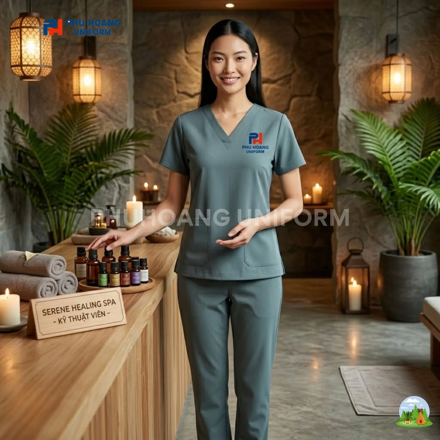 BỘ SPA CỔ TIM MÀU XÁM XANH Bộ spa cổ tim