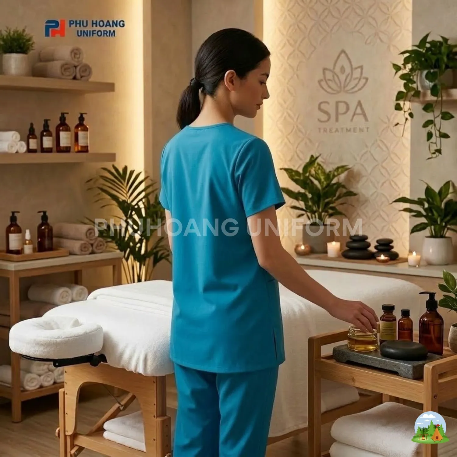 BỘ SPA CỔ TIM MÀU XANH ĐẬM Bộ spa cổ tim