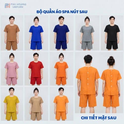 đồng phục spa nút sau lưng cho khách
