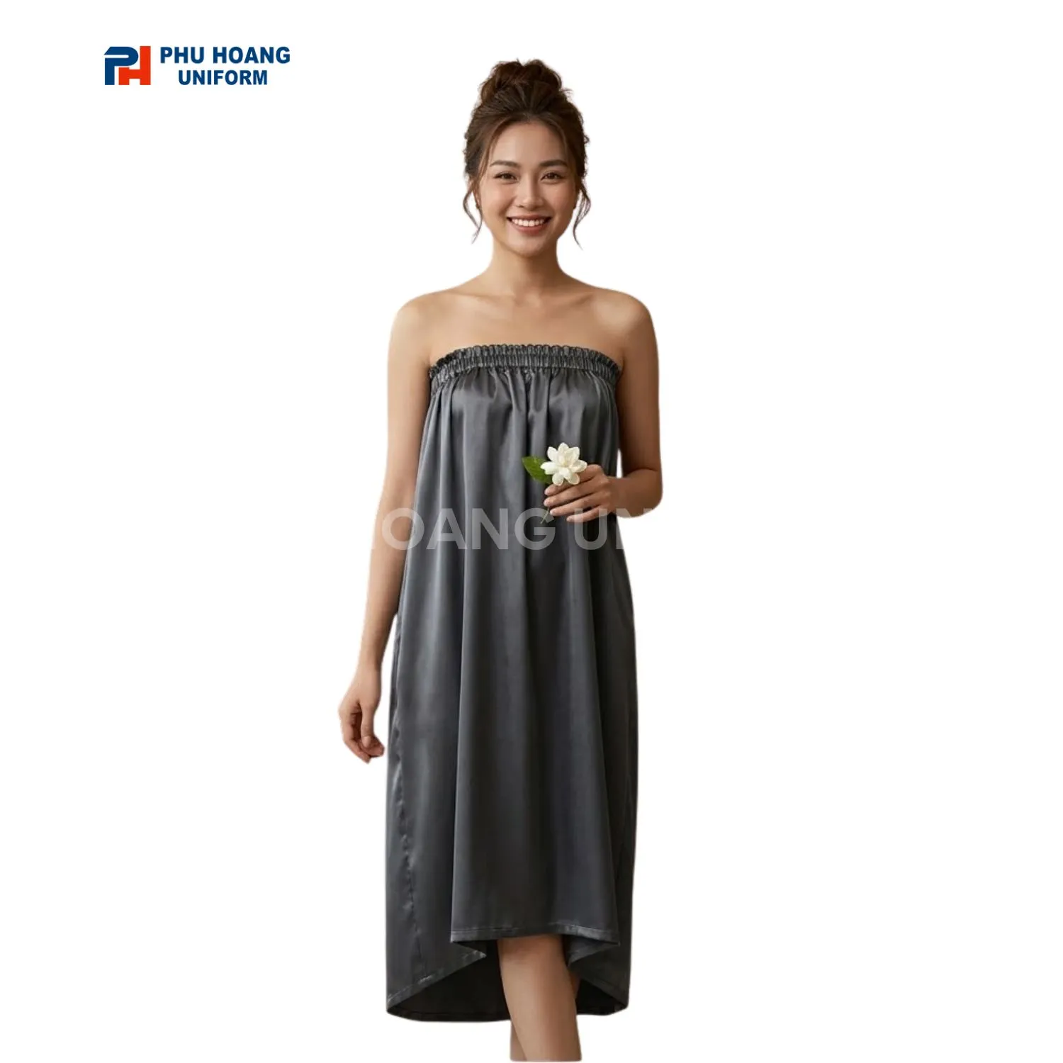 VÁY QUÂY SPA MÀU XÁM ĐẬM Váy quây spa